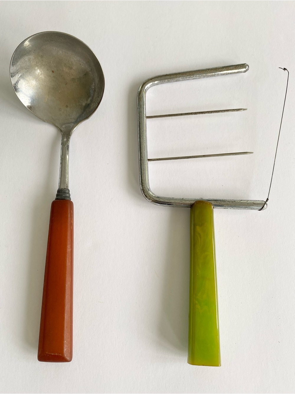 Bakelite Handle Cheese Slicer & Perma-brite Ladle